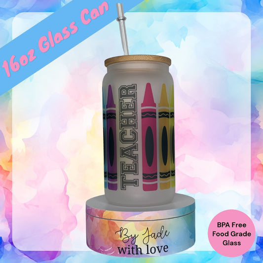 Teacher Crayon - Libbey Glass Can Cup